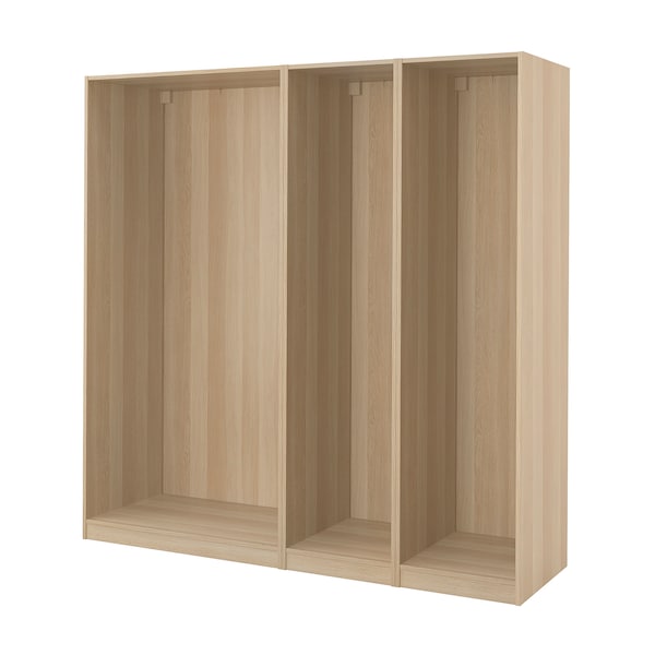 PAX - 3 wardrobe frames, oak with white stain,200x58x201 cm