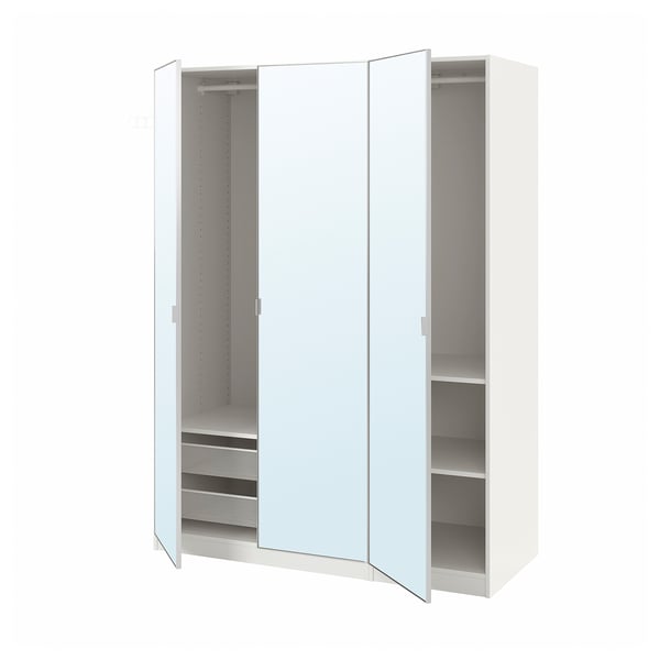 PAX / ÅHEIM wardrobe combination, white/mirror glass, 150x60x201 cm