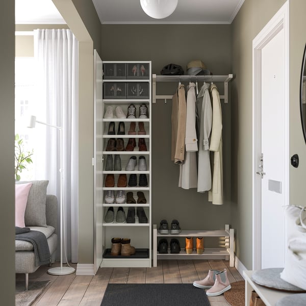 PAX / ÅHEIM wardrobe combination, white/mirror glass, 50x38x201 cm