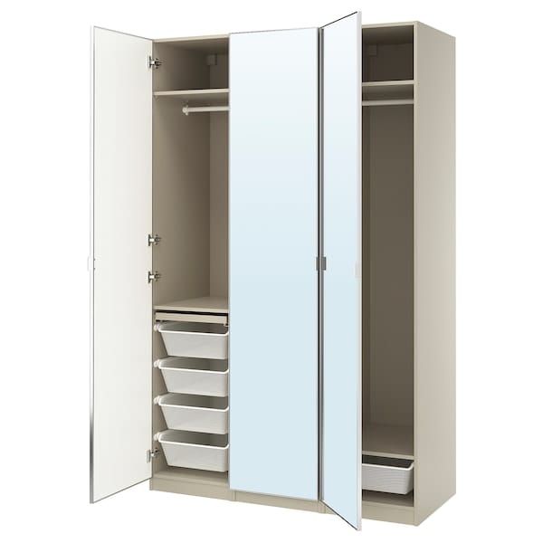 Ikea PAX / ÅHEIM - Wardrobe combination, grey-beige/mirror glass, 150x60x236 cm