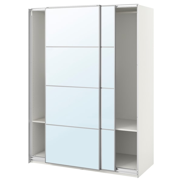 PAX / AULI - Wardrobe with sliding doors, white/mirrored glass,150x66x201 cm
