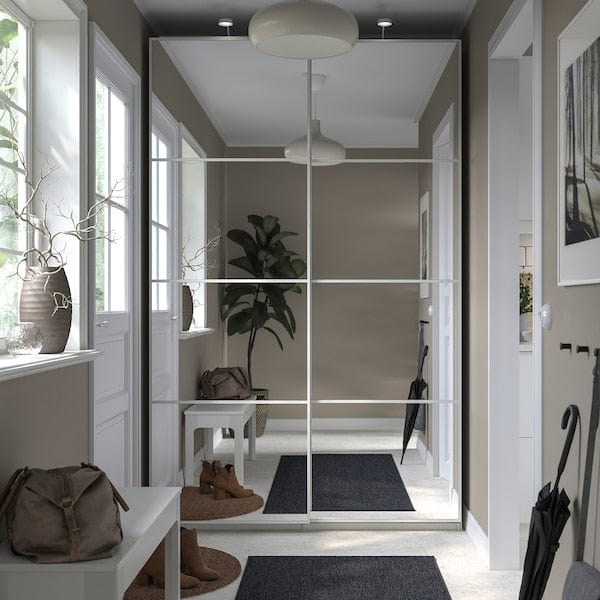 Ikea PAX / AULI - Wardrobe with sliding doors, white/mirrored glass,150x44x236 cm