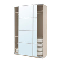 PAX / AULI wardrobe with sliding doors, grey-beige/mirror glass, 150x66x236 cm