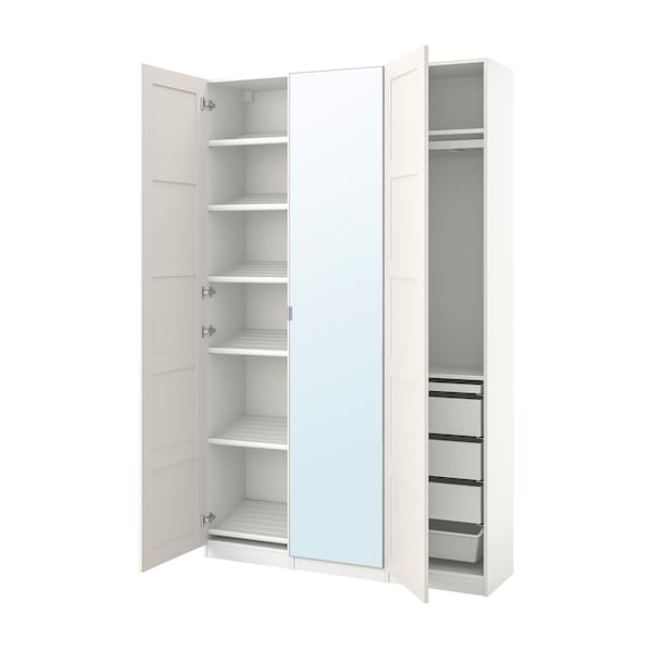 PAX / BERGSBO/ÅHEIM - Wardrobe combination, white/glass mirror,150x38x236 cm