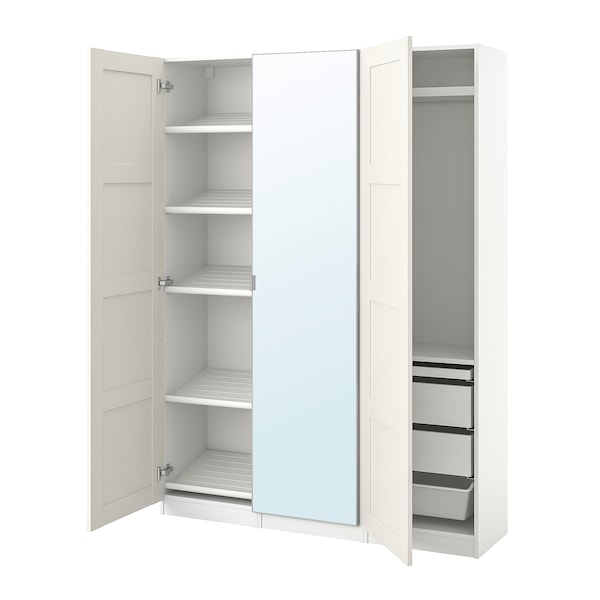 PAX / BERGSBO/ÅHEIM - Wardrobe combination, white/glass mirror,150x38x201 cm