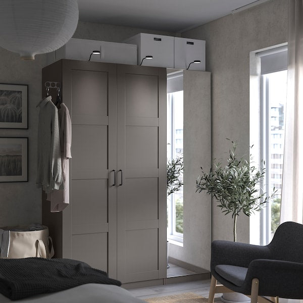 PAX / BERGSBO/ÅHEIM - Wardrobe combination, dark grey/glass mirror,150x60x201 cm