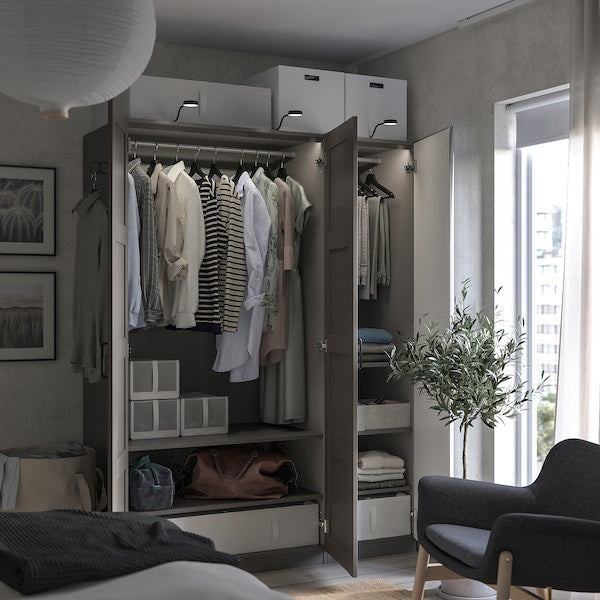 PAX / BERGSBO/ÅHEIM - Wardrobe combination, dark grey/glass mirror,150x60x201 cm