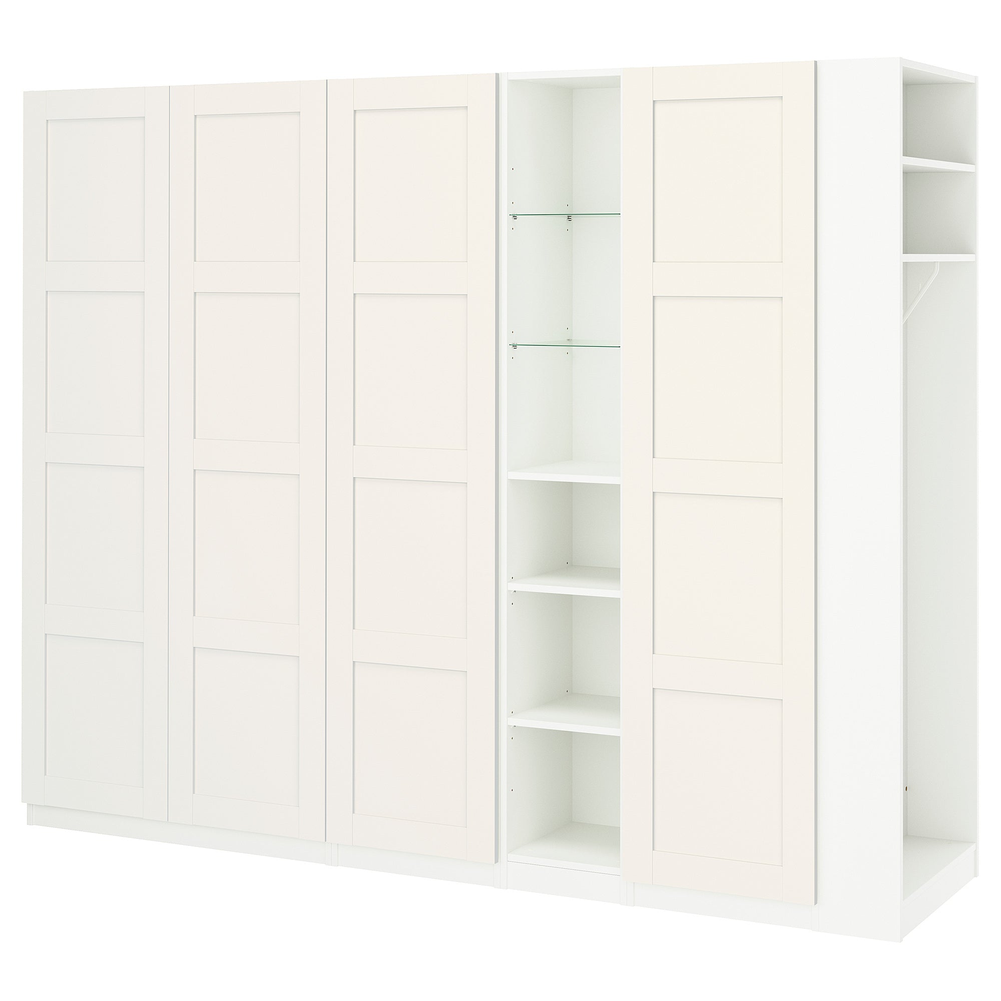 PAX / BERGSBO wardrobe combination, white white/white, 255x60x201 cm