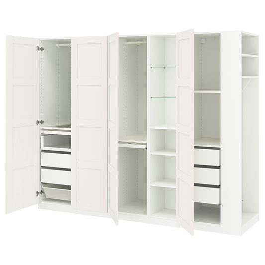 PAX / BERGSBO wardrobe combination, white white/white, 255x60x201 cm