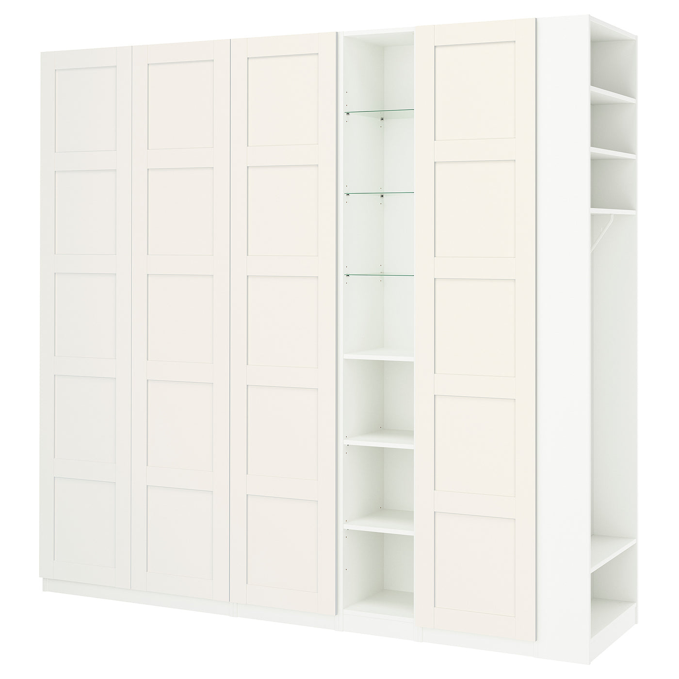 PAX / BERGSBO wardrobe combination, white white/white, 255x60x236 cm