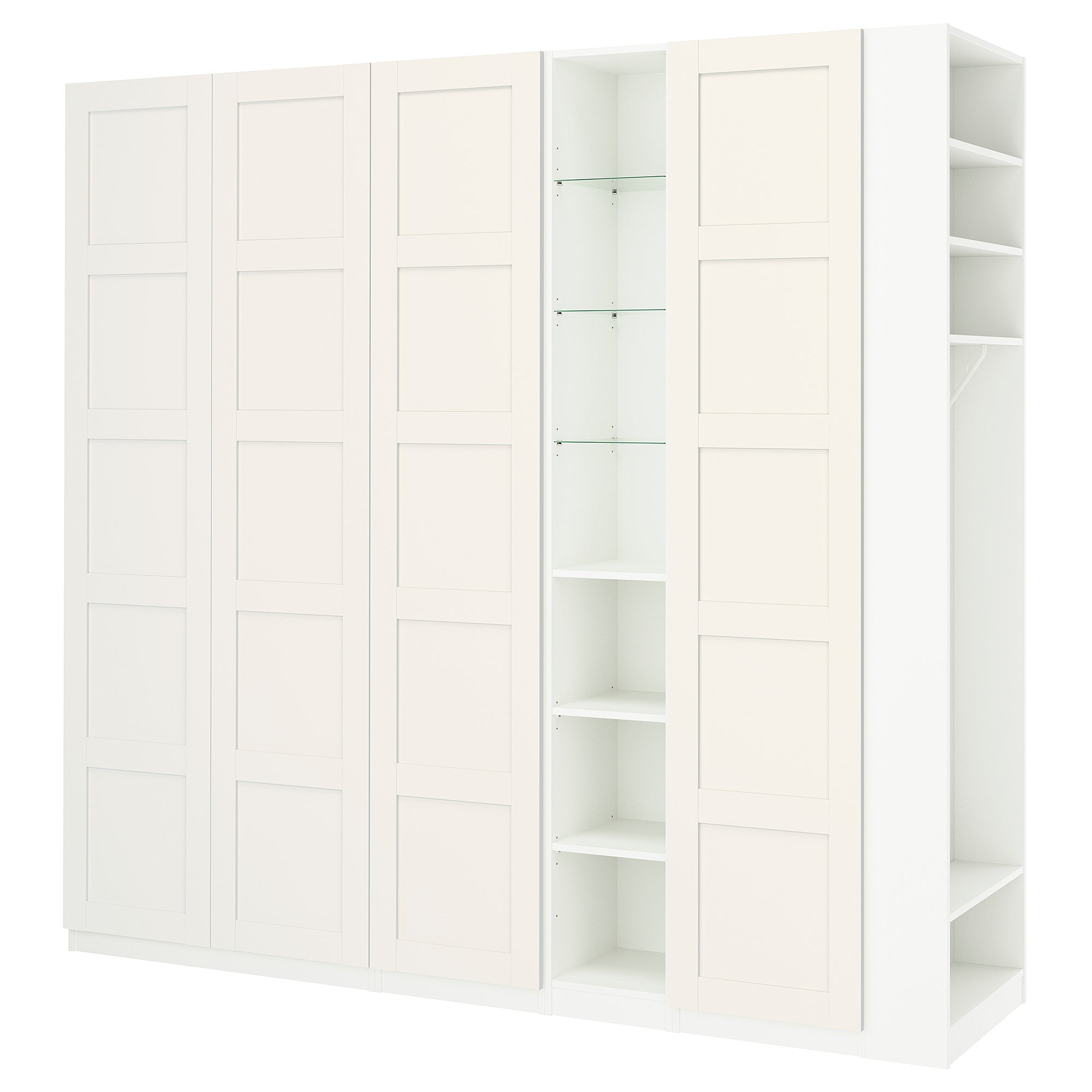 PAX / BERGSBO wardrobe combination, white white/white, 255x60x236 cm