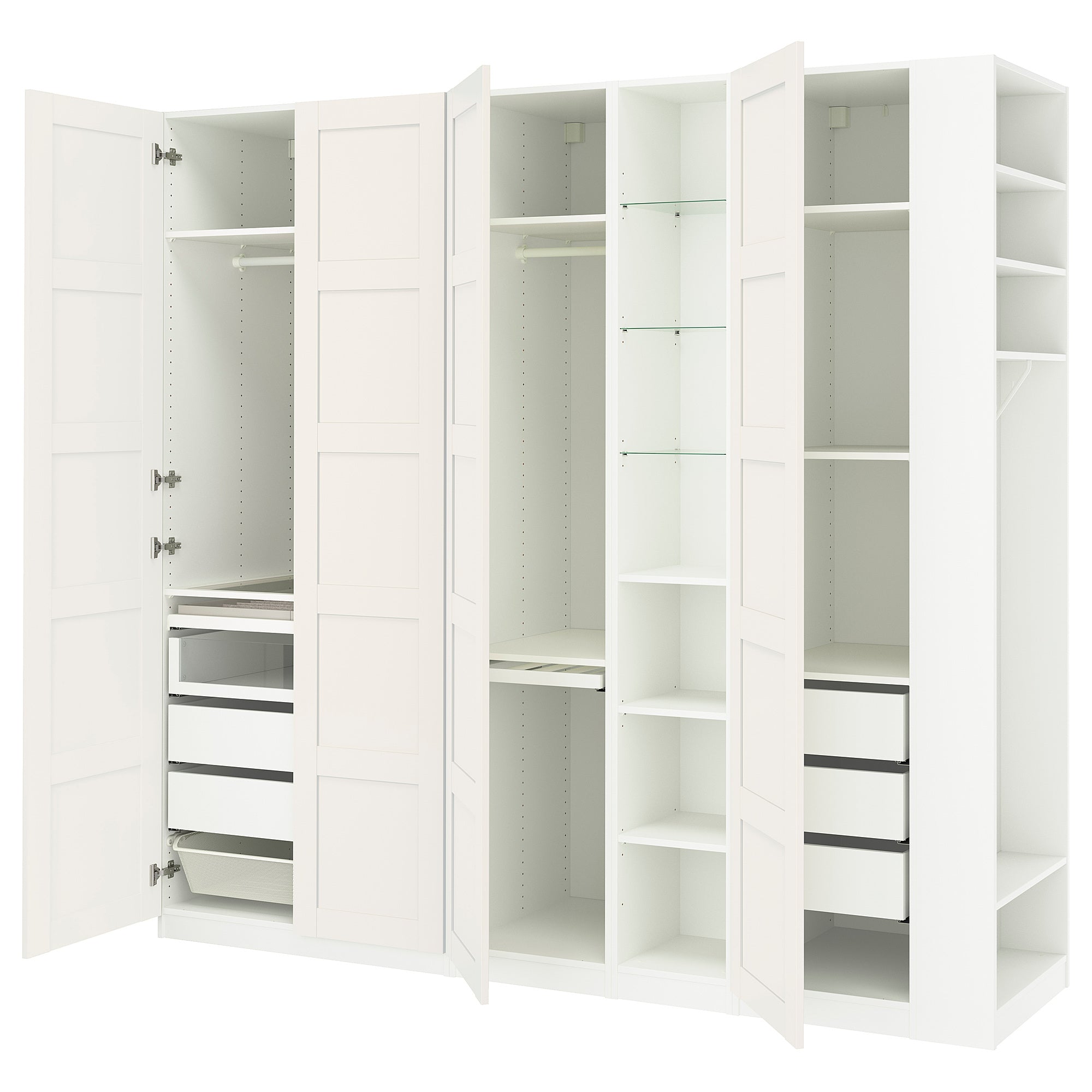 PAX / BERGSBO wardrobe combination, white white/white, 255x60x236 cm