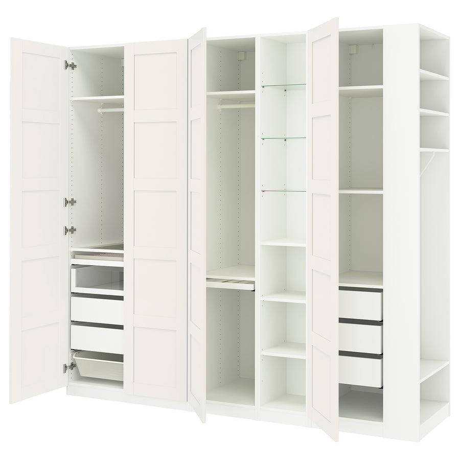 PAX / BERGSBO wardrobe combination, white white/white, 255x60x236 cm