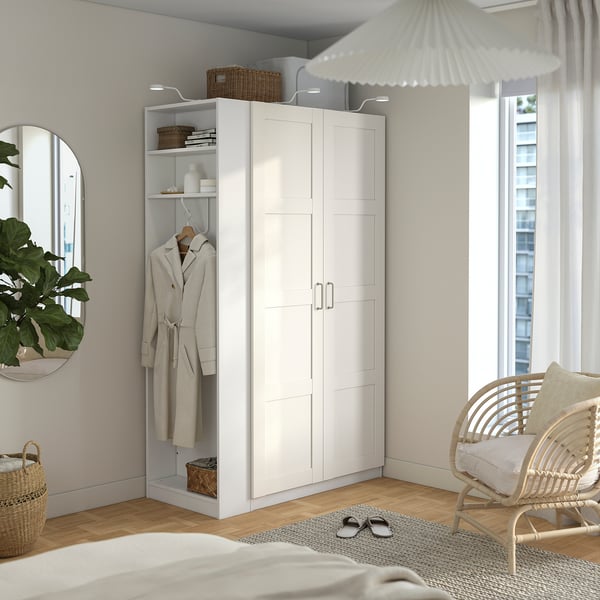PAX / BERGSBO wardrobe combination, white white/white, 120x60x201 cm