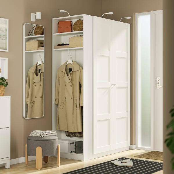 PAX / BERGSBO wardrobe combination, white white/white, 120x60x201 cm
