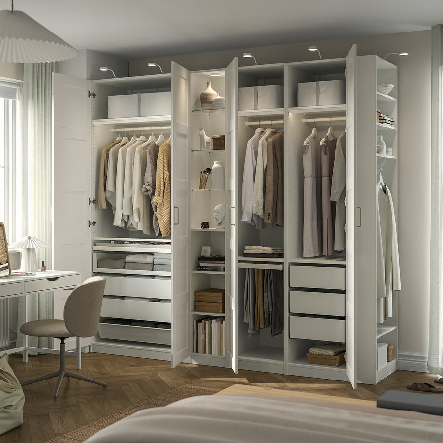 PAX / BERGSBO wardrobe combination, white white/white, 255x60x236 cm
