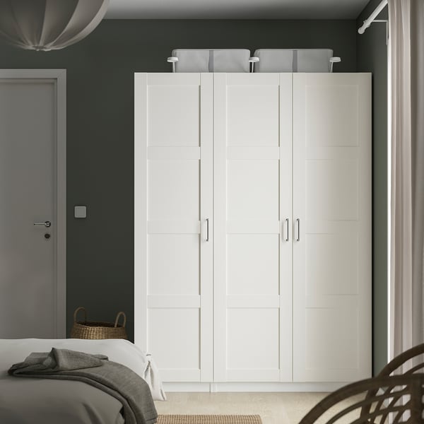 PAX / BERGSBO wardrobe combination, white/white, 150x60x201 cm