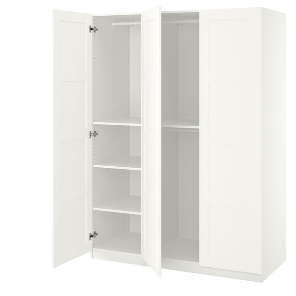 PAX / BERGSBO wardrobe combination, white/white, 150x60x201 cm