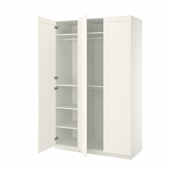 PAX / BERGSBO wardrobe combination, white/white, 150x60x236 cm