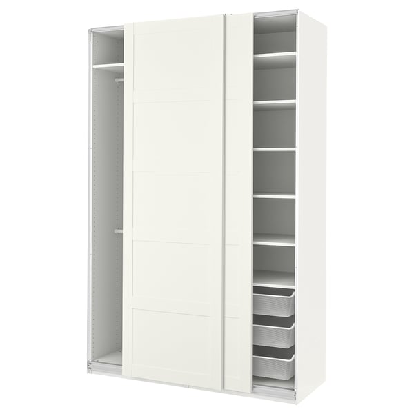 PAX / BERGSBO wardrobe combination, white/white, 150x66x236 cm