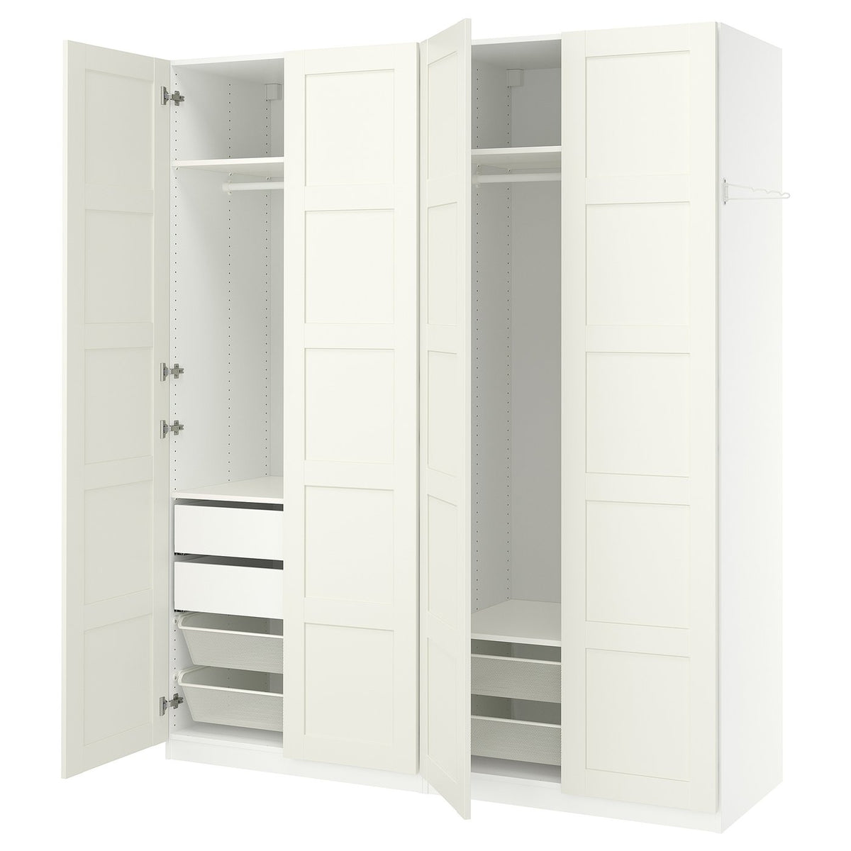 PAX / BERGSBO wardrobe combination, white/white, 200x60x236 cm