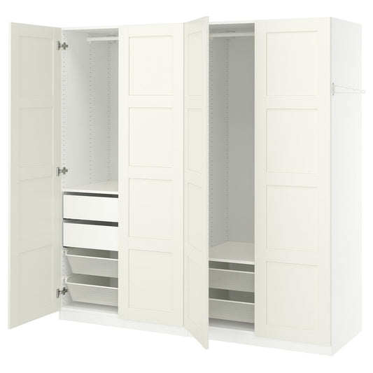 PAX / BERGSBO wardrobe combination, white/white, 200x60x201 cm