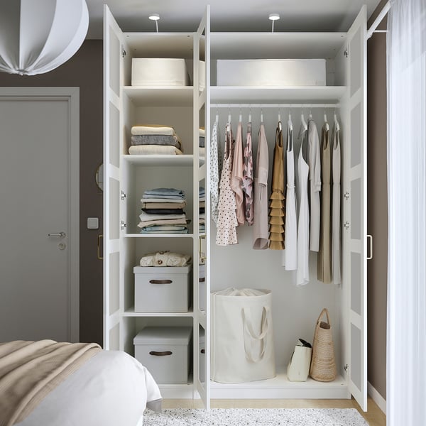 PAX / BERGSBO wardrobe combination, white/mirrored glass, 150x60x236 cm