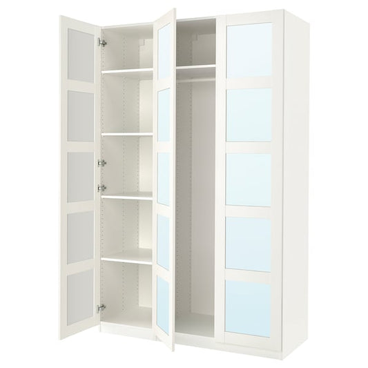 PAX / BERGSBO wardrobe combination, white/mirrored glass, 150x60x236 cm