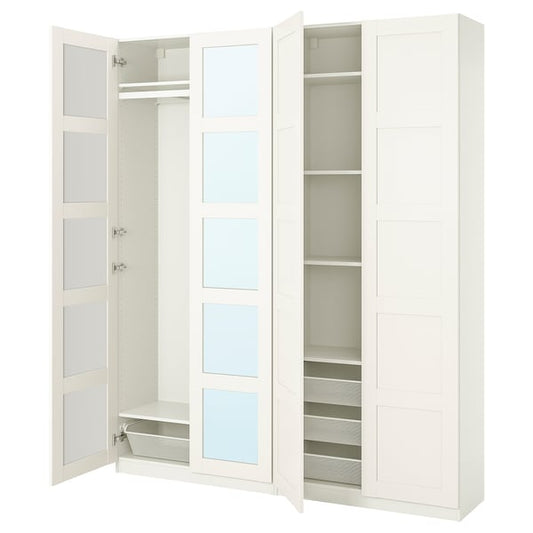 PAX / BERGSBO wardrobe combination, white/glass mirror, 200x38x236 cm