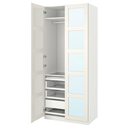 PAX / BERGSBO wardrobe combination, white/mirrored glass, 100x60x236 cm