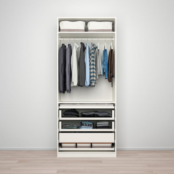 PAX / BERGSBO - Wardrobe combination, white/frosted glass white,100x60x236 cm