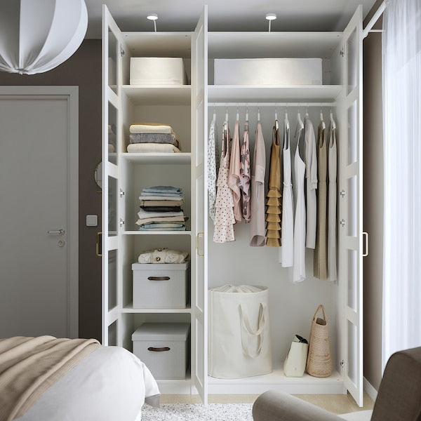 PAX / BERGSBO - Wardrobe combination, white/frosted glass/white,150x60x236 cm