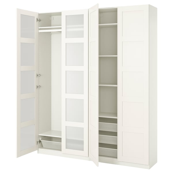 PAX / BERGSBO wardrobe combination, white/frosted glass, 200x38x236 cm