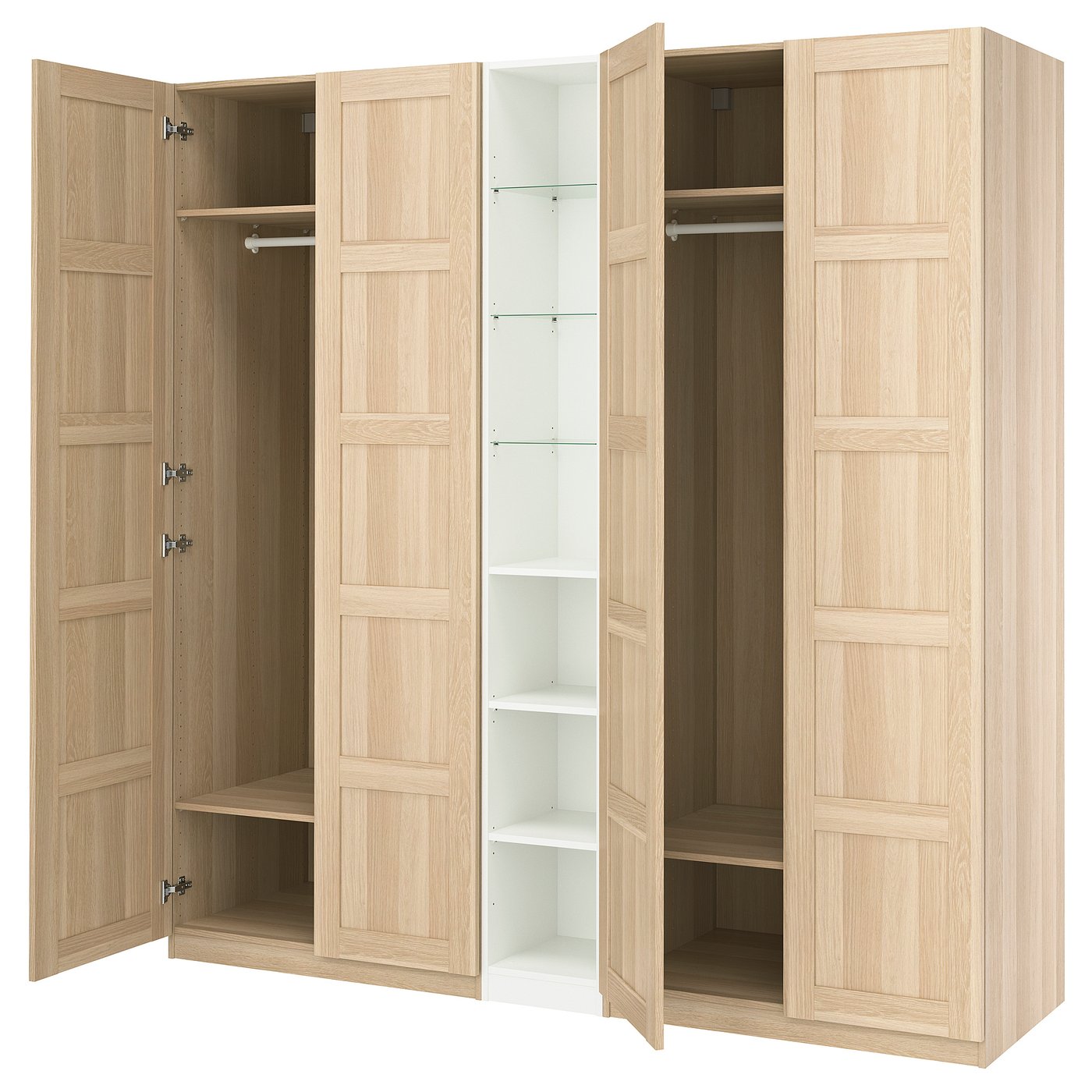 PAX / BERGSBO wardrobe combination, white stained oak effect white stained oak effect/white, 235.0x236.4x60.0 cm