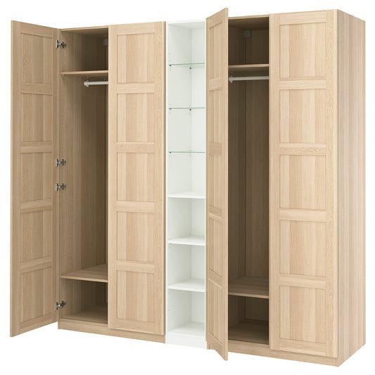 PAX / BERGSBO wardrobe combination, white stained oak effect white stained oak effect/white, 235.0x236.4x60.0 cm