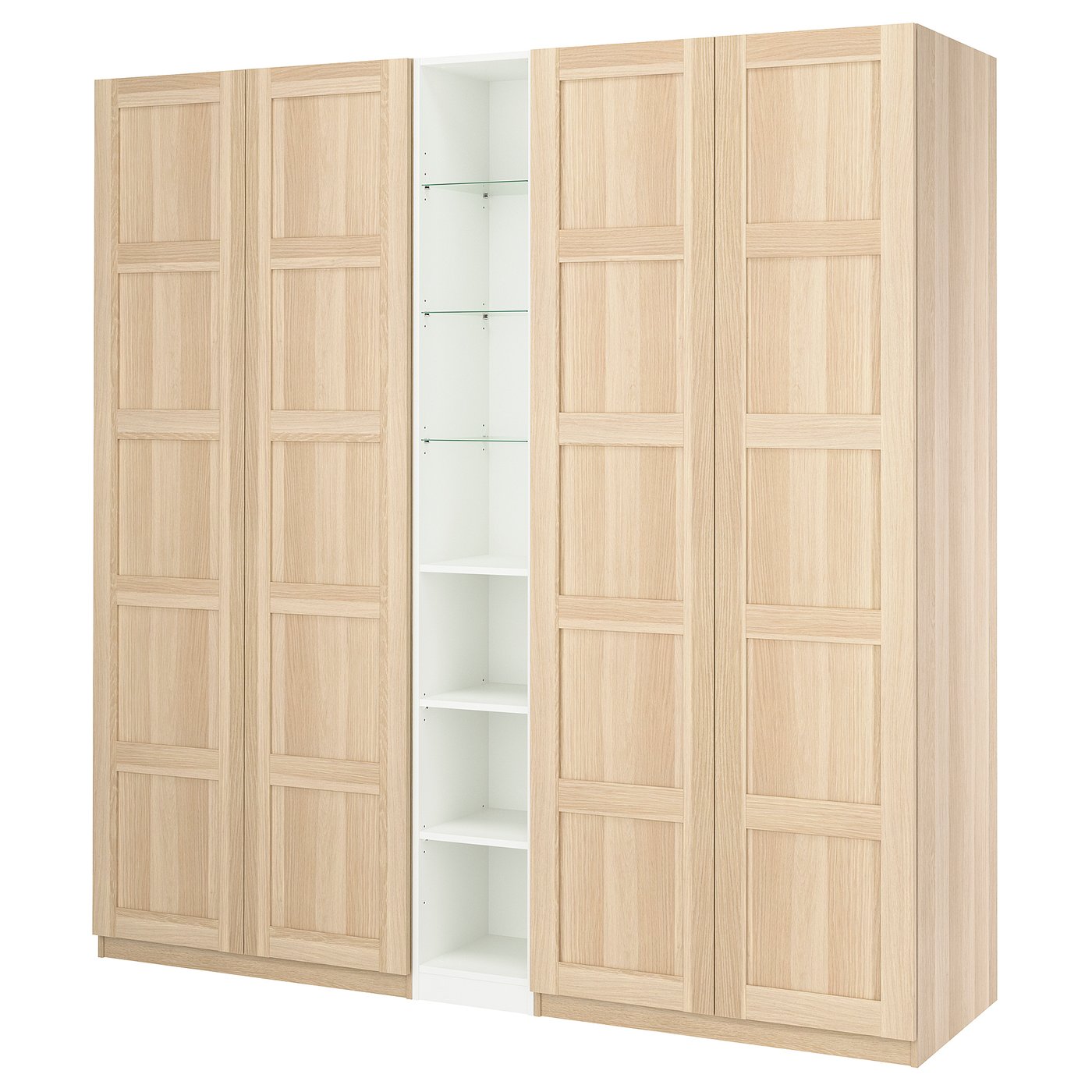 PAX / BERGSBO wardrobe combination, white stained oak effect white stained oak effect/white, 235.0x236.4x60.0 cm