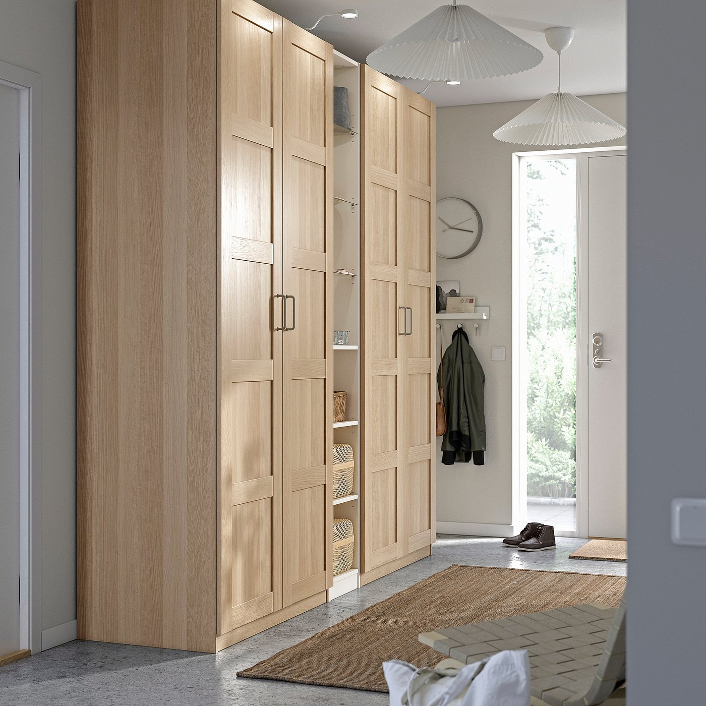 PAX / BERGSBO wardrobe combination, white stained oak effect white stained oak effect/white, 235.0x236.4x60.0 cm