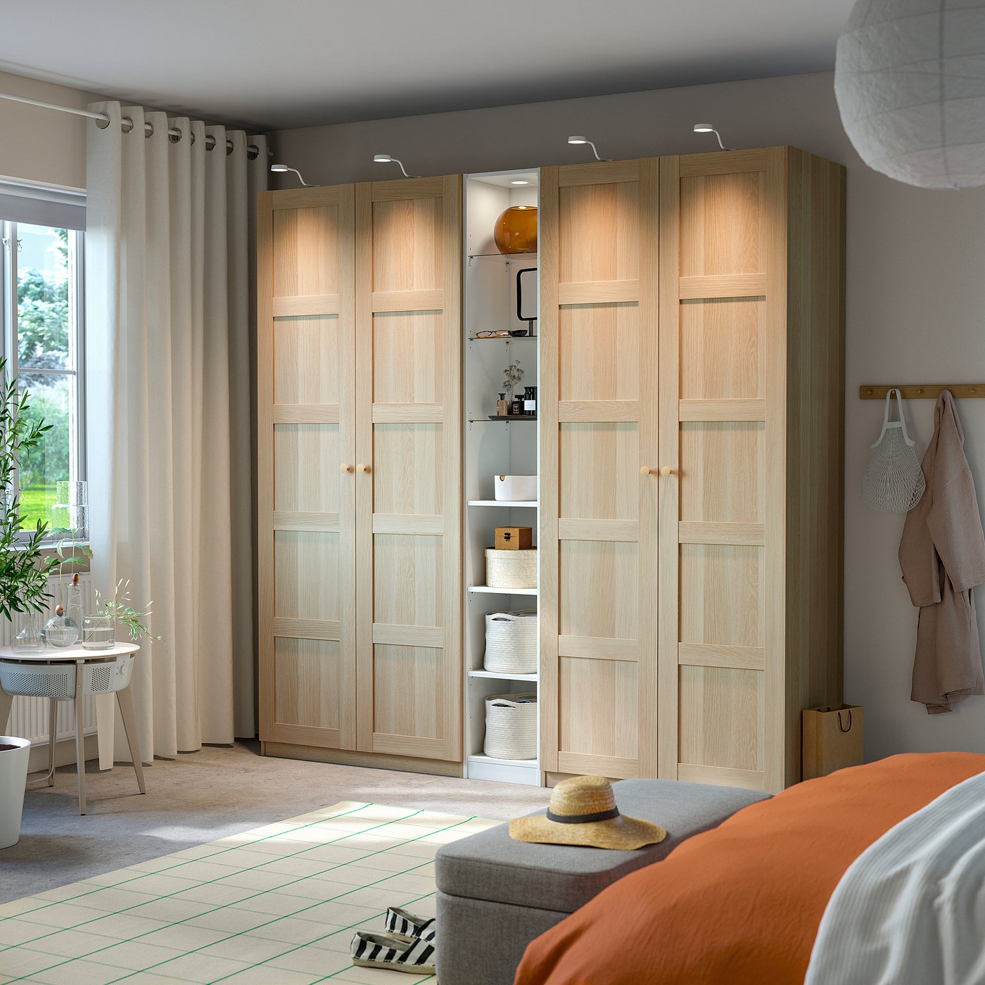 PAX / BERGSBO wardrobe combination, white stained oak effect white stained oak effect/white, 235.0x236.4x60.0 cm