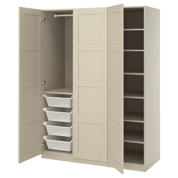 PAX / BERGSBO - Wardrobe combination, grey-beige/grey-beige, 150x60x201 cm