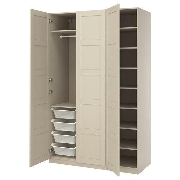 PAX / BERGSBO - Wardrobe combination, grey-beige/grey-beige, 150x60x236 cm