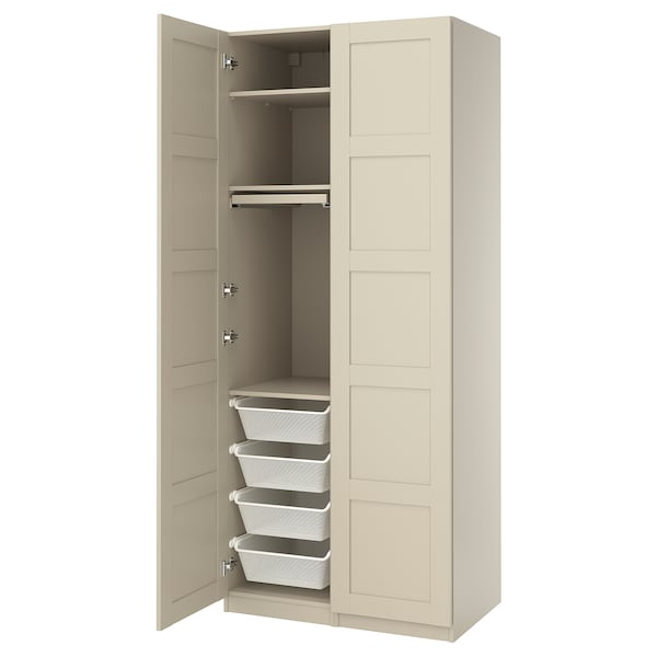 PAX / BERGSBO - Wardrobe combination, grey-beige/grey-beige, 100x60x236 cm