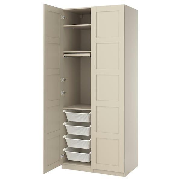 Ikea PAX / BERGSBO - Wardrobe combination, grey-beige/grey-beige, 100x60x236 cm