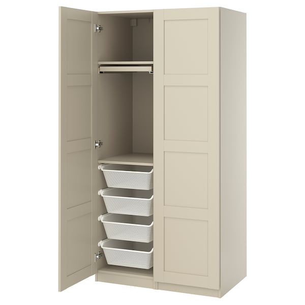 PAX / BERGSBO - Wardrobe combination, grey-beige/grey-beige, 100x60x201 cm