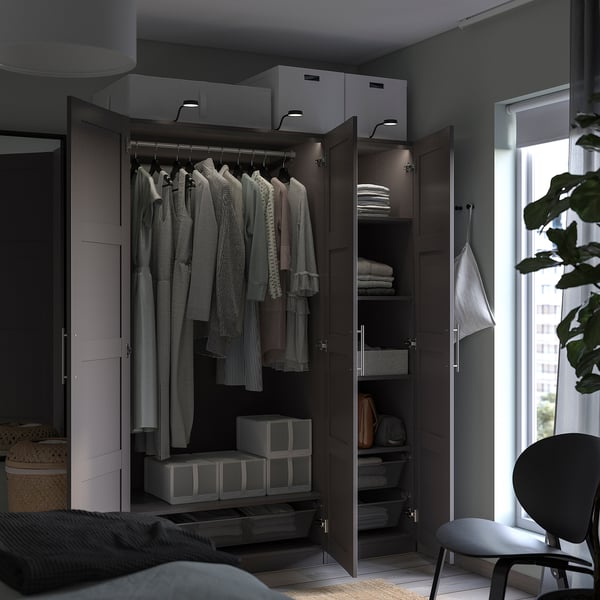 PAX / BERGSBO wardrobe combination, dark grey, 150x60x201 cm