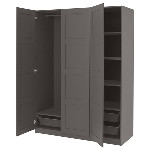 PAX / BERGSBO wardrobe combination, dark grey, 150x60x201 cm