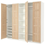 PAX / BERGSBO wardrobe combination, white/white stained oak effect, 250x60x236 cm