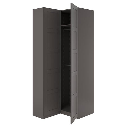 PAX / BERGSBO Corner wardrobe, dark gray/dark gray, 111/88x236 cm