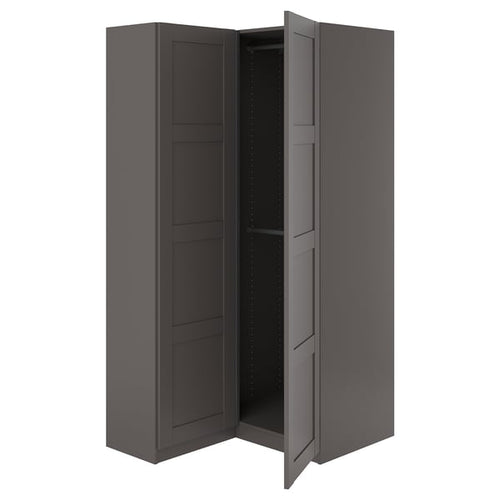 PAX / BERGSBO Corner wardrobe, dark gray/dark gray, 111/88x201 cm