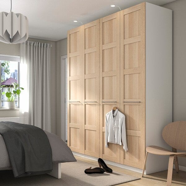 Ikea PAX / BERGSBO - Wardrobe, white / oak-effect with white stain,200x60x236 cm
