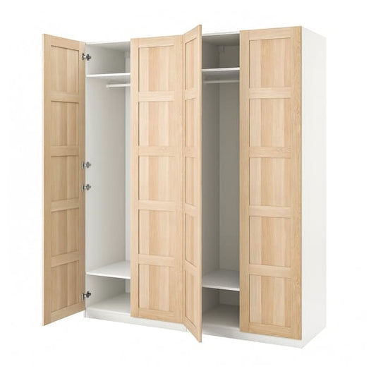 Ikea PAX / BERGSBO - Wardrobe, white / oak-effect with white stain,200x60x236 cm